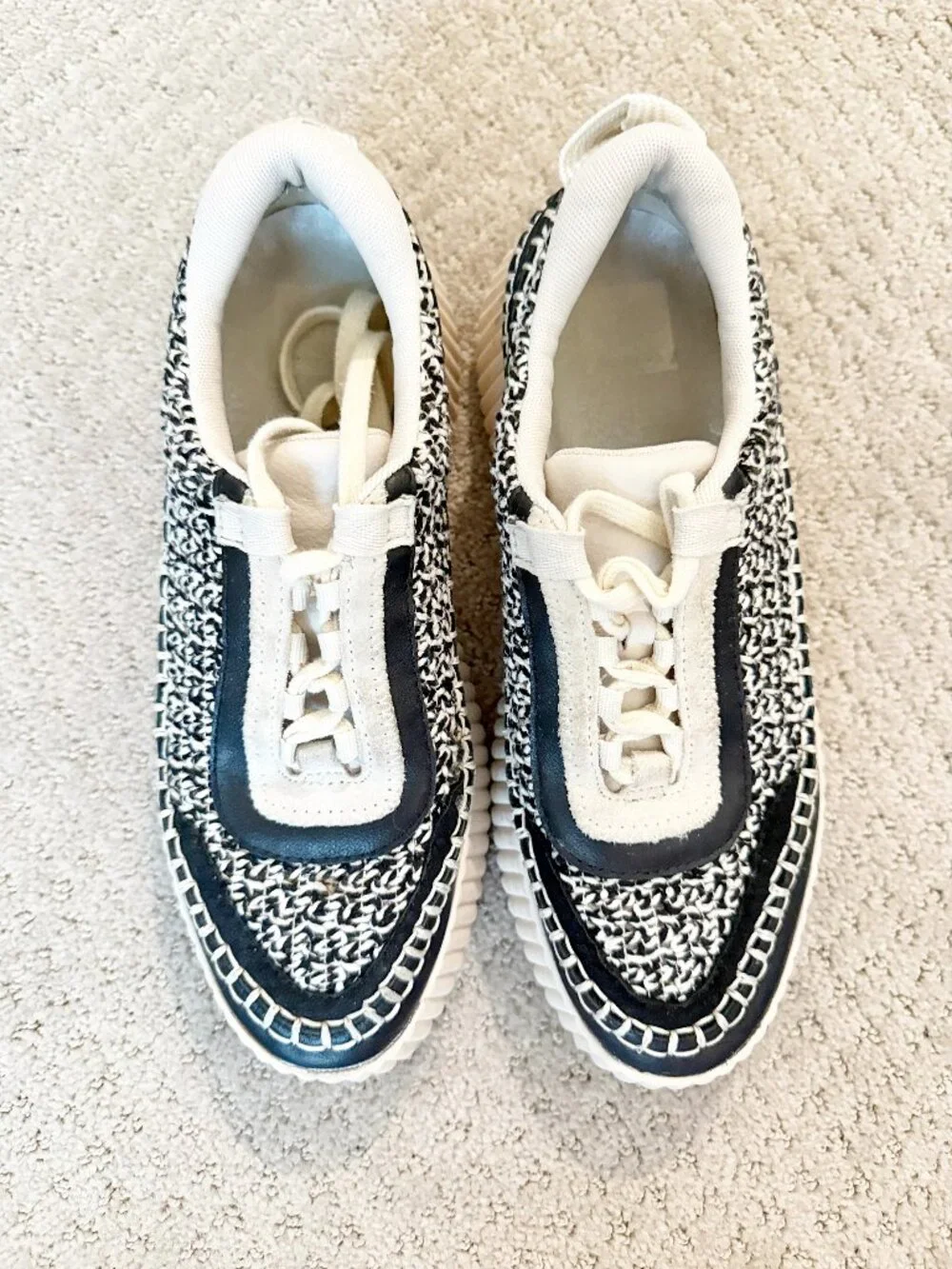 dolce vita dolen crochet sneakers black & cream Sz 8.5 - Picture 3 of 11
